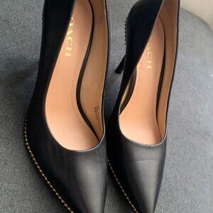 COACH G3935 Black Leather Waverly Pump Beadtrain, Size 8.5 B